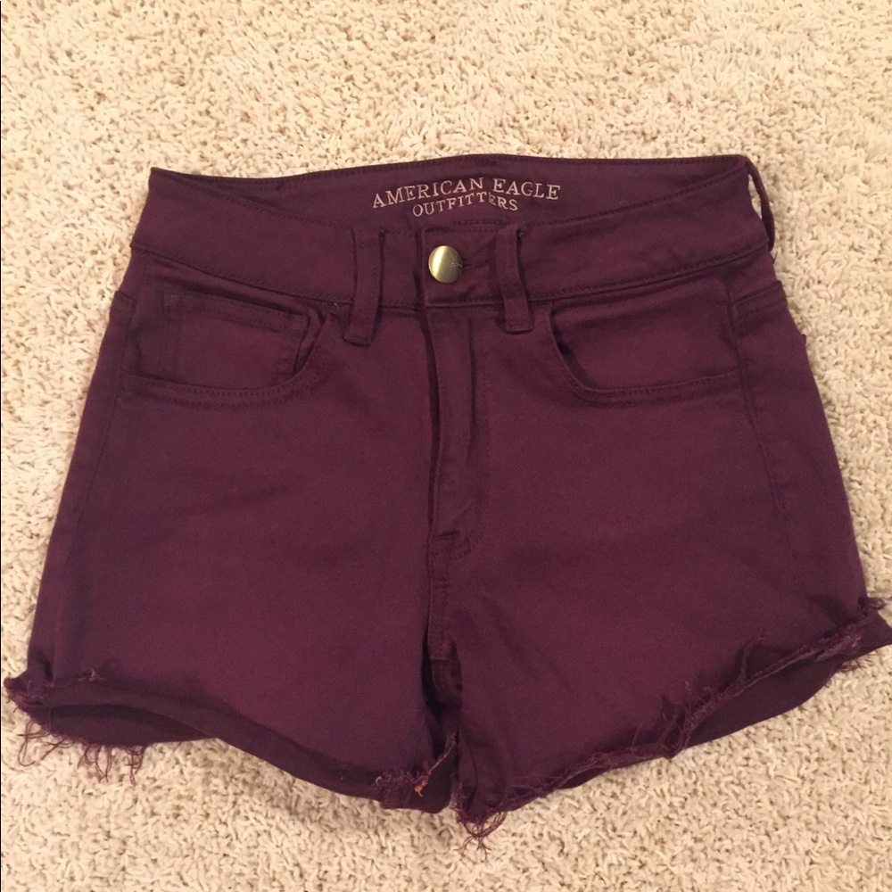 American Eagle Maroon Hi-Rise Shorts Size 2